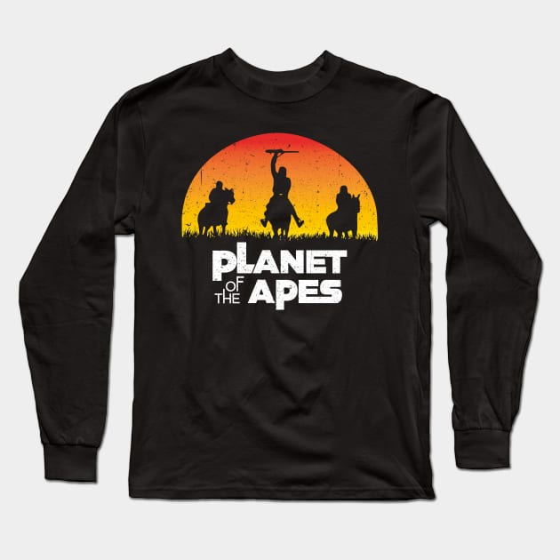 Planet Of The Apes Sunset Long Sleeve T-Shirt by Alema Art